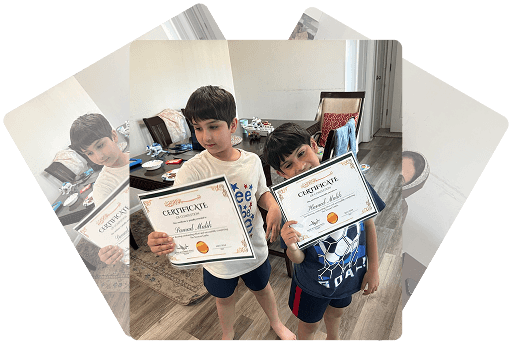 Happy students holding their Quran course certificates
