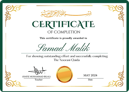 Official Certificate of Completion from Tazkirah Online